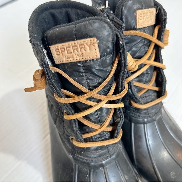 Sperry Saltwater Quilted Duck Boots Size 8 Black Snow Boots - Picture 4 of 11